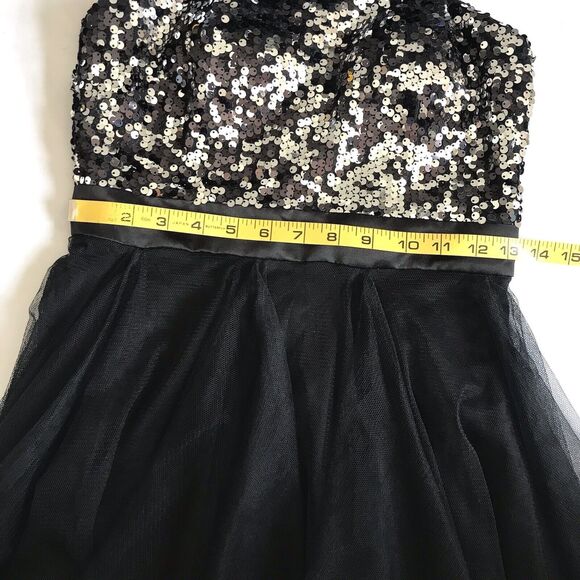 HAILEY by ADRIANNA PAPELL Black Tulle Shimmer Prom Party Dress 5/6 Whimsygoth - Picture 6 of 11